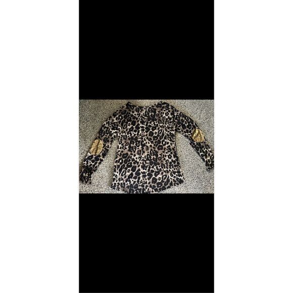 Signature studio animal, print sweater tunic with sparkly beaded elbows, XL  - Picture 2 of 12